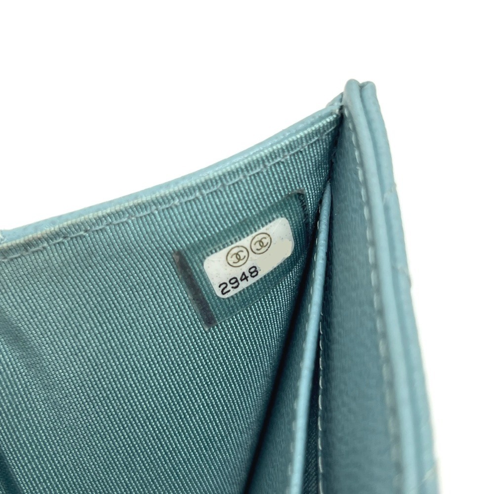 CHANEL Authentic Blue Leather Logo Wallet - Picture 12 of 13